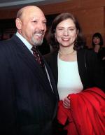 August Wilson with his wife, Constanza Romero, at the O'Reilly Theater in Dec. 1999.