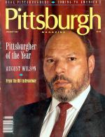 Cover image of Pittsburgh Magazine, 1990 featuring a head and shoulders image of August Wilson.